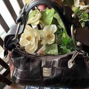 Dooney & Bourke Dark Brown Croc-Embossed Shoulder Bag